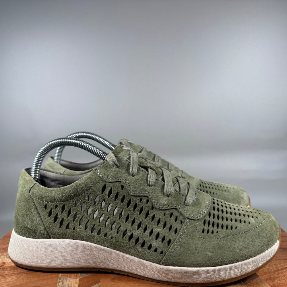 Dansko Charlie Olive Green Suede Perforated Walking Sneakers EU 40 US 9.5-10